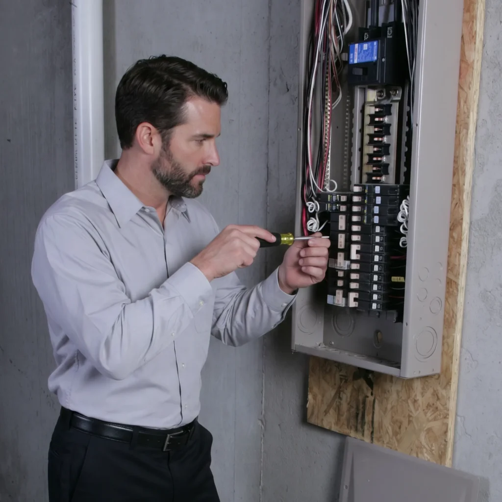 Central Electrician Repairing Electrical Panel in Kalispell